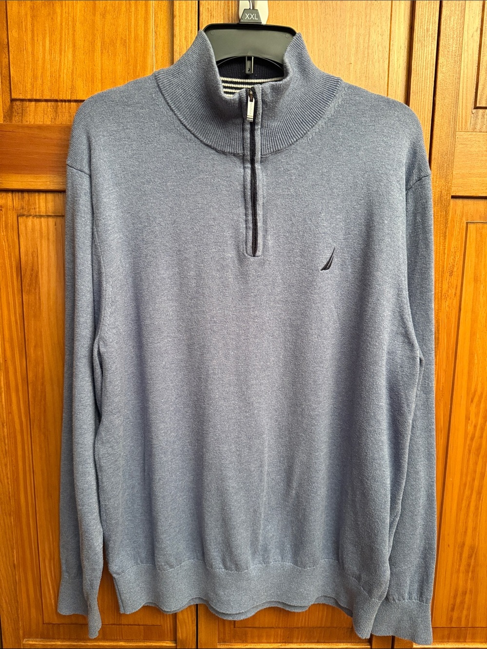 Nautica Men's Zip-Neck Sweater in Heather Blue size large NWOT